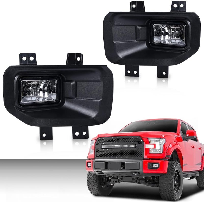 DOTCOM Fog Lights Bumper Driving Lamps Kit Compatible with Ford F150 2015 2016 2017 Driving Fog Lamps w/H10 Halogen Bulbs Clear Lens FL3Z15201B, FL3Z15200B,FO2592235,FO2593235 - Image 2